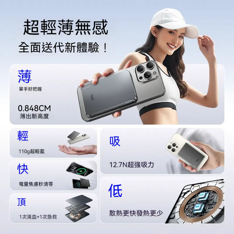 【3C認證可上飛機】南孚傳應，超薄磁吸，15w充電寶，無線快充，適用蘋果，1W毫安，大容量