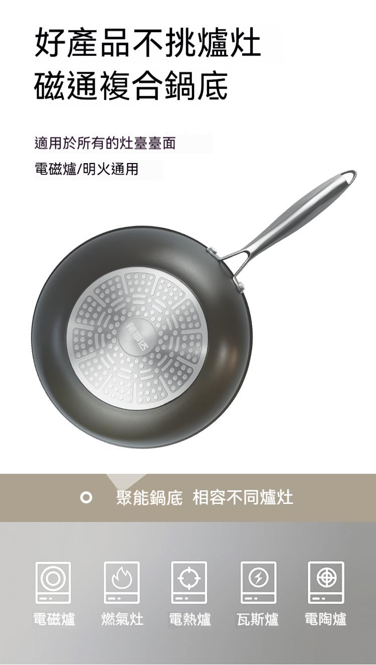 雙面鈦，不粘炒鍋，電磁爐，燃氣全竈具通用