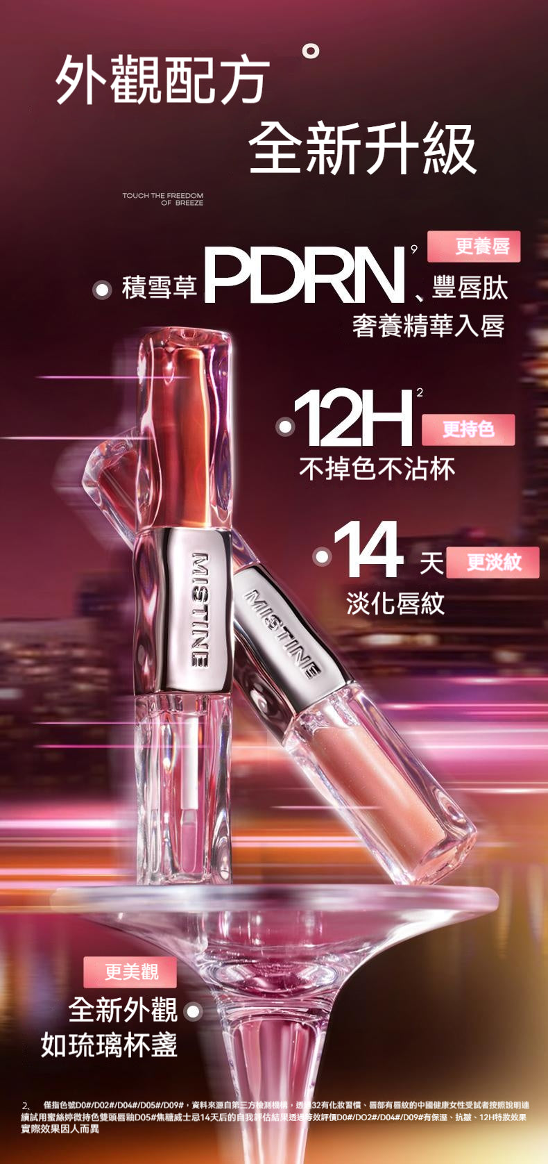 春日限定，MISTINE，雙頭唇釉，14天唇紋減少29.23%
